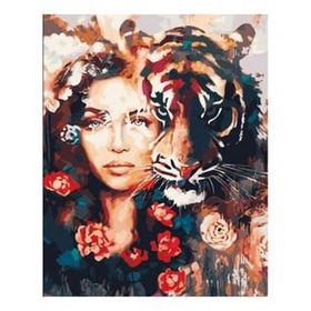 Canvas Hobby Kadın ve Kaplan Sevgisi 50 x 65 cm Rulo Sayılarla Boyama Seti
