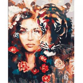 Canvas Hobby Kadın ve Kaplan Sevgisi 70 x 90 cm Rulo Sayılarla Boyama Seti