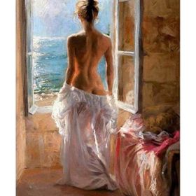 Canvas Hobby Kadın ve Manzara Kasnaklı 100 x 140 cm Sayılarla Boyama Seti