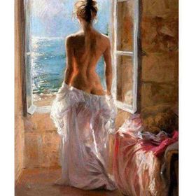 Canvas Hobby Kadın ve Manzara Kasnaklı 100 x 140 cm Sayılarla Boyama Seti