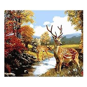 Canvas Hobby Kardan Adam ve Yavru Ceylanlar Kasnaklı 50x65 cm Sayılarla Boyama Seti