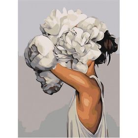 Canvas Hobby Kasnaklı 100 x 140 cm Kadının Çiçek Duruşu 10 Sayılarla Boyama Seti