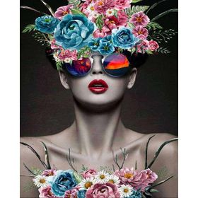 Canvas Hobby Kasnaklı 100 x 140 cm Kadının Çiçek Duruşu 7 Sayılarla Boyama Seti