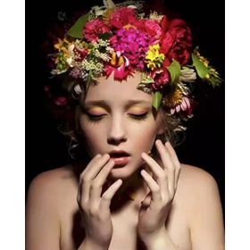 Canvas Hobby Kasnaklı 100 x 140 cm Kadının Çiçek Duruşu 8 Sayılarla Boyama Seti