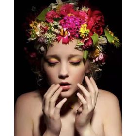 Canvas Hobby Kasnaklı 100 x 140 cm Kadının Çiçek Duruşu 8 Sayılarla Boyama Seti