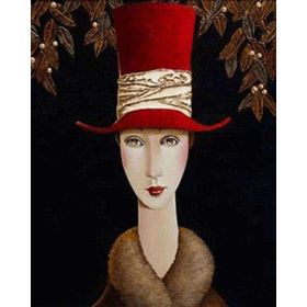 Canvas Hobby Kasnaklı 100 x 140 cm Kırmızı Şapkalı Kadın Sayılarla Boyama Seti