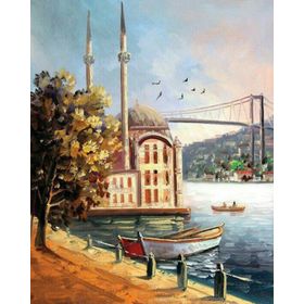 Canvas Hobby Kasnaklı 100 x 140 cm Ortaköyde Nostalji Sayılarla Boyama Seti