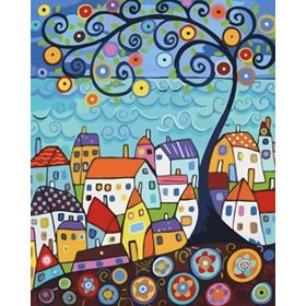 Canvas Hobby Kasnaklı 100 x 140 cm Sarmal Evler Sayılarla Boyama Seti