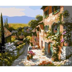 Canvas Hobby Kasnaklı 100 x 140 cm Taş Sokaklı Kasaba Sayılarla Boyama Seti