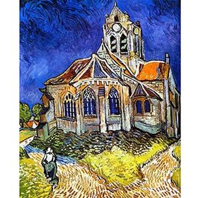 Canvas Hobby Kasnaklı 100 x 140 cm Van Gogh Auvers'deki Kilise Sayılarla Boyama Seti