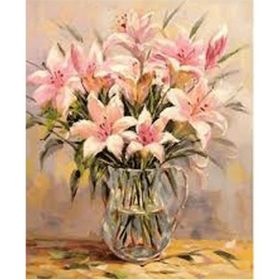 Canvas Hobby Kasnaklı 100 x 140 cm Vazodaki Zambaklar Sayılarla Boyama Seti