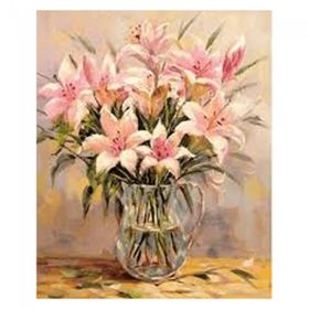 Canvas Hobby Kasnaklı 100 x 140 cm Vazodaki Zambaklar Sayılarla Boyama Seti