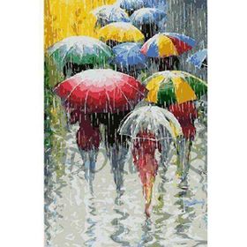Canvas Hobby Kasnaklı 100 x 140 cm Yağmur Telaşı Sayılarla Boyama Seti