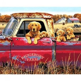 Canvas Hobby Kasnaklı 100 x 140 cm Yavru Köpekler Kamyonette Sayılarla Boyama Seti