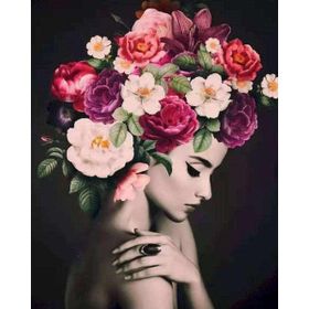 Canvas Hobby Kasnaklı 40 x 50 cm Kadının Çiçek Duruşu 2 Sayılarla Boyama Seti