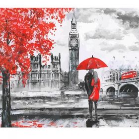 Canvas Hobby Kasnaklı 40 x 50 cm Sonbahar ve Kırmızı Aşk Sayılarla Boyama Seti