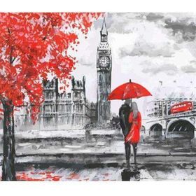 Canvas Hobby Kasnaklı 40 x 50 cm Sonbahar ve Kırmızı Aşk Sayılarla Boyama Seti