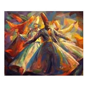 Canvas Hobby Kasnaklı 50 x 65 cm Öze Yolculuk Mevlana 2 Sayılarla Boyama Seti