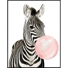 Canvas Hobby Kasnaklı 50 x 65 cm Pembe Sakız ve Zebra Sayılarla Boyama Seti