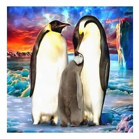 Canvas Hobby Kasnaklı 50 x 65 cm Penguen Ailesi Sayılarla Boyama Seti