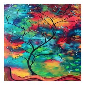 Canvas Hobby Kasnaklı 50 x 65 cm Renkli Ağaç Sayılarla Boyama Seti