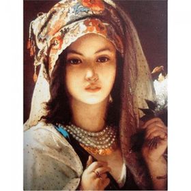 Canvas Hobby Kasnaklı 50 x 65 cm Türkmen Kızı Sayılarla Boyama Seti