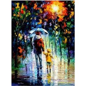 Canvas Hobby Kasnaklı 50 x 65 cm Yağmurlu Günde Yürüyüş Sayılarla Boyama Seti