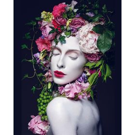 Canvas Hobby Kasnaklı 60 x 75 cm Kadının Çiçek Duruşu Sayılarla Boyama Seti