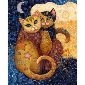 Canvas Hobby Kasnaklı 70 x 90 cm Gece ve Gündüz Kedilerin Aşkı Sayılarla Boyama Seti