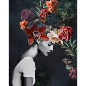 Canvas Hobby Kasnaklı 70 x 90 cm Kadının Çiçek Duruşu 2 Sayılarla Boyama Seti