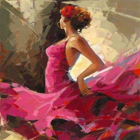 Canvas Hobby Kasnaklı 70 x 90 cm Pembe Elbiseli Dansçı Sayılarla Boyama Seti