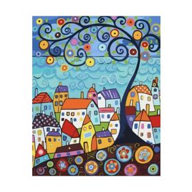 Canvas Hobby Kasnaklı 70 x 90 cm Sarmal Evler Sayılarla Boyama Seti