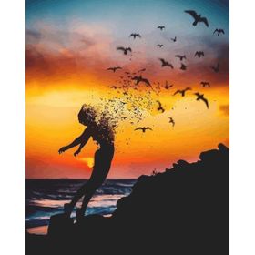 Canvas Hobby Kasnaklı 70 x 90 cm Uçan Kadın 3 Sayılarla Boyama Seti