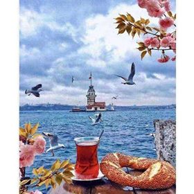 Canvas Hobby Kasnaklı 70 x 90 cm Üsküdar da Çay Simit Sayılarla Boyama Seti