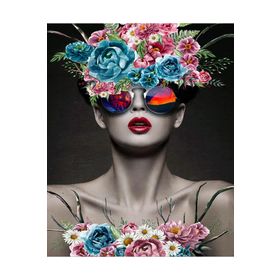 Canvas Hobby Kasnaklı 90 x 110 cm Kadının Çiçek Duruşu 7 Sayılarla Boyama Seti