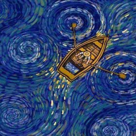 Canvas Hobby Kayıktaki Van Gogh Kasnaklı 100 x 140 cm Sayılarla Boyama Seti