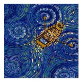 Canvas Hobby Kayıktaki Van Gogh Kasnaklı 40x50 cm Sayılarla Boyama Seti