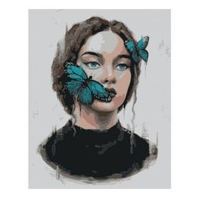 Canvas Hobby Kelebekli Kadın Kasnaklı 60x75 cm Sayılarla Boyama Seti