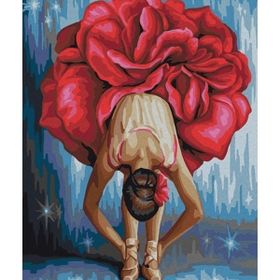 Canvas Hobby Kırmızı Çiçekli Balerin Kasnaklı 100 x 140 cm Sayılarla Boyama Seti