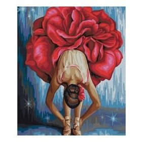 Canvas Hobby Kırmızı Çiçekli Balerin Kasnaklı 70x90 cm Sayılarla Boyama Seti