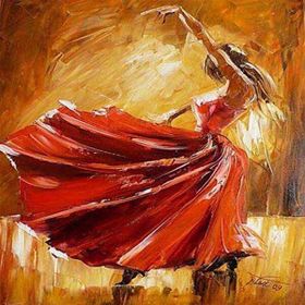 Canvas Hobby Kırmızı Elbiseli Kadın ve Büyüleyici Dansı Kasnaklı 100 x 140 cm Sayılarla Boyama Seti