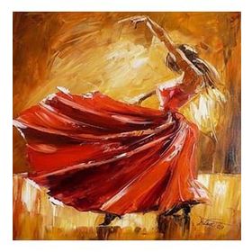 Canvas Hobby Kırmızı Elbiseli Kadın ve Büyüleyici Dansı Kasnaklı 60x75 cm Sayılarla Boyama Seti