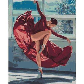 Canvas Hobby Kırmızı Elbiseli Kadın ve Büyüleyici Dansı Kasnaklı 70x90 cm Sayılarla Boyama Seti