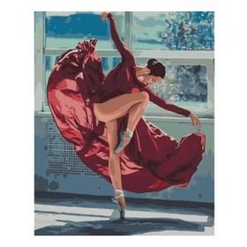 Canvas Hobby Kırmızı Elbiseli Kadın ve Büyüleyici Dansı Kasnaklı 70x90 cm Sayılarla Boyama Seti