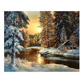 Canvas Hobby Kış Evi Kasnaklı 40x50 cm Sayılarla Boyama Seti