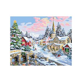 Canvas Hobby Kış Kasabası Kasnaklı 100 x 140 cm Sayılarla Boyama Seti