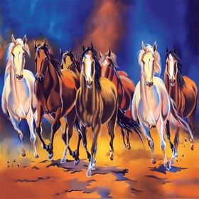 Canvas Hobby Koşan Atlar Kasnaklı 100 x 140 cm Sayılarla Boyama Seti
