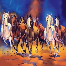 Canvas Hobby Koşan Atlar Kasnaklı 100 x 140 cm Sayılarla Boyama Seti