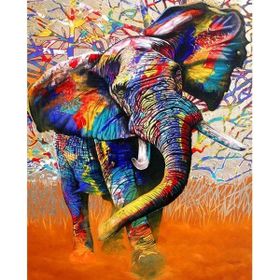 Canvas Hobby Koşan Fil Kasnaklı 100 x 140 cm Sayılarla Boyama Seti