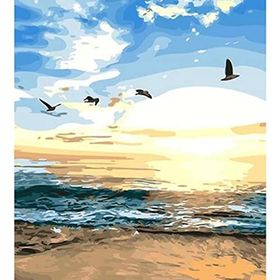 Canvas Hobby Kumsalda Gün Batımı Kasnaklı 60x75 cm Sayılarla Boyama Seti